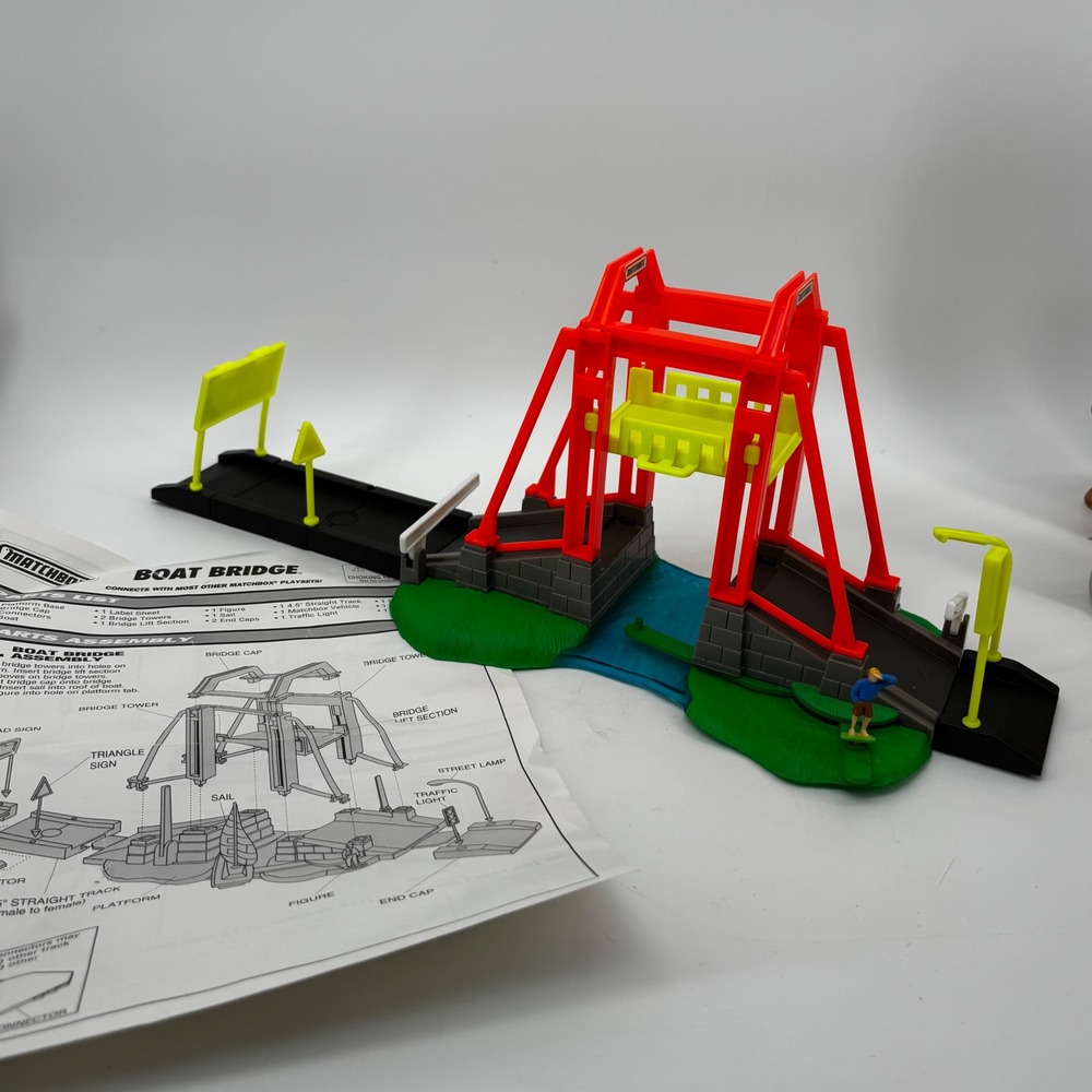 Vintage Matchbox Boat Bridge Playset with Sailboat and Instructions